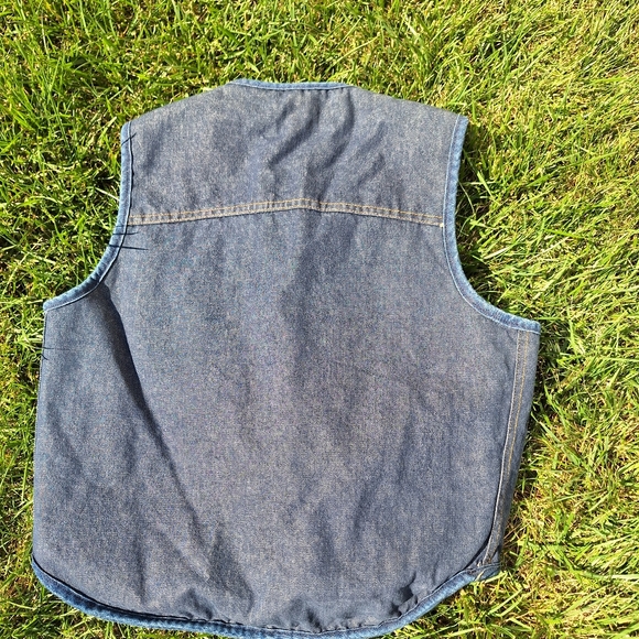 Vintage Sears Roebuck shearling lined denim sherpa snap button vest Large - Picture 10 of 10